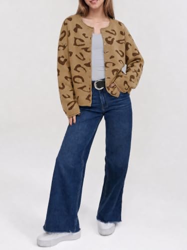 Image of Saodimallsu Womens Striped Cardigan Long Sleeve Button Down Knit Tops