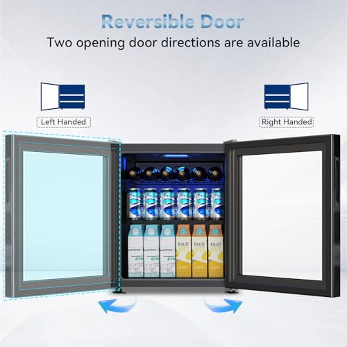 Image of Velivi Mini Fridge with Glass Door-Small Fridge Desk Beverage Cooler for Beer Drinks 1.4 Cu.Ft Countertop Beverage Fridge with Adjustable Shelves, Led Light for Bedroom /Office /Dorm (Black)