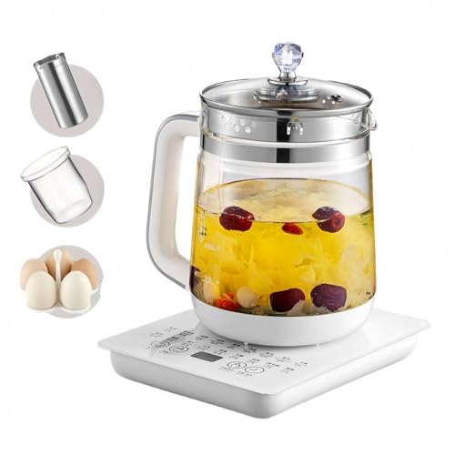 養生ポットガラス電気ケトルティーポット大容量多機能温度調節付き自動保温予約などの機能防熱防空焼き機能操作簡単洗浄簡単湯沸かしポットミルクポットコーヒー、粥、お茶、粉ミルク、お湯、自宅、オフィス、一人 (フィルター+煮込み鍋+茶碗蒸し)