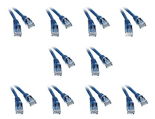 eDragon CAT5E Blue Hi-Speed LAN Ethernet Patch Cable, Snagless/Molded Boot, 1.5 Feet, Pack of 10