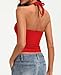 Avidlove Women's Halter Top Deep V Going Out Tops Double Lined Sexy Backless Summer Crop Tank Top (Red, XXL)