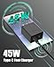 2Port 45W Super Fast Charger Type C for Samsung S25 Ultra/S24, PD3.0 USB C Android Phone Charger Fast Charging Block with 6FT/10FT Type C Cord for Samsung Galaxy S25+ Plus/S24+/S23/S22 Ultra/iPhone 16