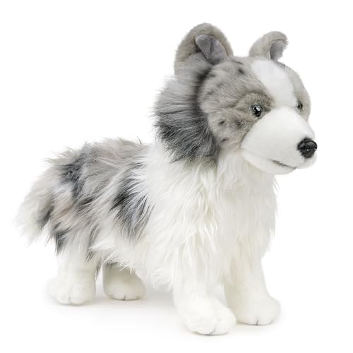 Tiny Heart Meteoriten Plüschtier 11.4in, weiches Border Collie Kuscheltier, Simulationsserie Kuscheltier, Puppenkissen für Kinder und Naturliebhaber, Grau