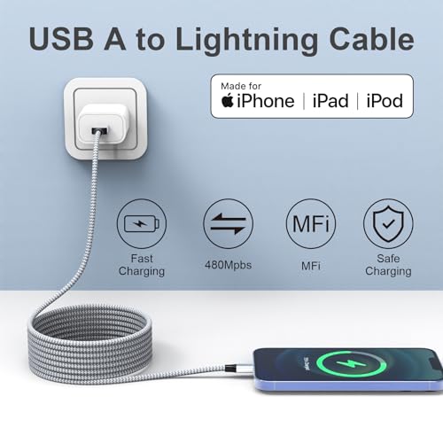 Durable iPhone Charger Cord 6FT 3Pack [Apple MFi Certified] Lightning Cable Nylon Braided iPhone Cord Fast Charging Cable Compatible with iPhone 14/13/12 Pro Max/12Pro/11 - Image 2