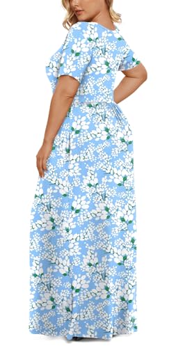 Image of LONGYUAN Women's Plus Size Maxi Dresses Summer Short Sleeve Casual Long Dress 2026 XL-6XL