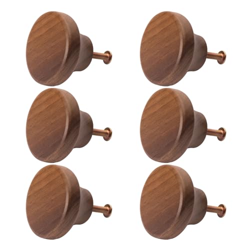 NAKUPENDA Möbelknöpfe Holz 6 Stück Holzknöpfe Kommode Möbelgriffe Holz Schrankknöpfe Schubladenknopf Holzknöpfe für Schränke Schubladen Kommode (Schwarzer Walnussbaum)