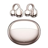 Clip On Open Ear Earbuds, Wireless Bluetooth 5.4 Headphones with Mic, Lightweight & Comfortable for Sports, Running,and Fitness,Bone Conduction,IPX5 Waterproof Noise Cancelling Earphones (Rose gold)