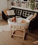 babywiege holz selber bauen  ahoj baby Babykörbe Moses-Babywiege mit Moseskorb Ständer und dreilagiger Matratze,- Babykörbe-Stubenwagen Klappständer-handgefertigter Baby-Schlafkorb-Moses Baskets (Natural), 72x33, RXZ