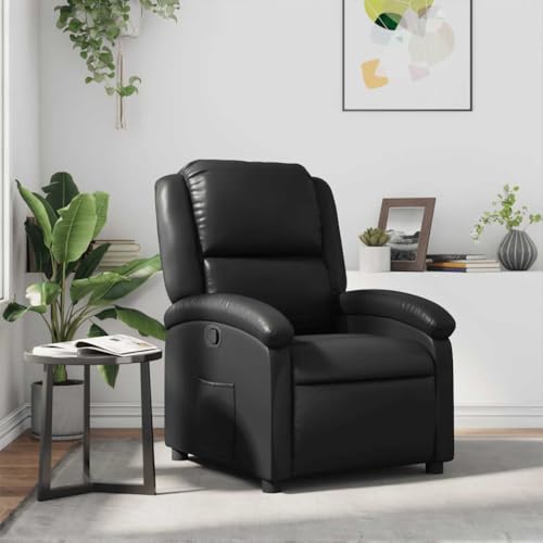mtlskopl Recliner Chair Black Faux Leather Manual Reclining Armchair 28x34x39