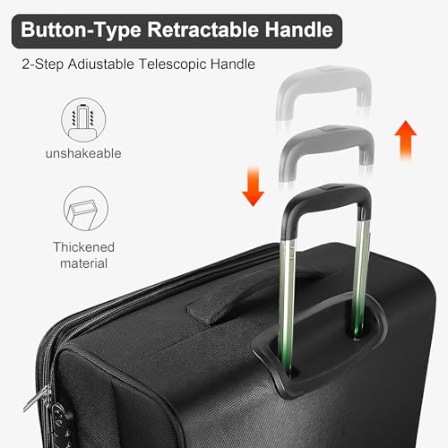 Luggage Sets 3 Piece Suitcase Set, Expandable Carry on Suitcase with Spinner Wheels and Lock, Durable Lightweight Travel Set for Men & Women (20"/24"/28", Black)2