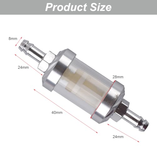 Universal-Inline-Kraftstofffilter, Hitzebeständigkeit Motorrad-kraftstofffilter, Universal 8mm Benzinöl Kraftstofffilter für Motorrad Auto ATV