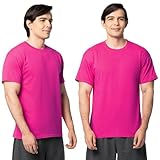 Fruit of the Loom Men's Eversoft Cotton T-Shirts (S-4XL), Crew-2 Pack-Cyber Pink, 3X-Large