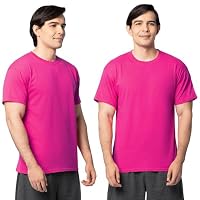 Fruit of the Loom Men's Eversoft Cotton T Shirts, Breathable & Moisture Wicking with Odor Control, Sizes S-4x, 2 Pack Cyber Pink, Small