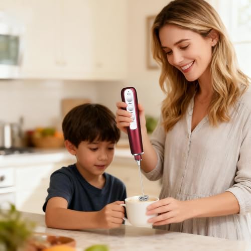 Image of Milk Frother Wand Rechargeable Handheld Frother For Coffee,Batidora De Mano Electrica Coffee Bar Accessories Kitchen Appliances Essentials Electric Frother Gift For Women Men (Black)