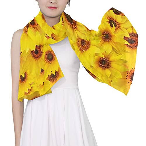 Long Scarf for Women Yellow Sunflower Lightweight Sheer Scarve Wrap4