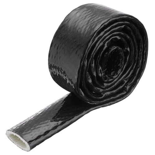 Image of sourcing map 1" ID 5ft Heat Shielded Fire Sleeve Silicone Coated Fiberglass Tape, for Automotive Hose Lines Wires Electrical Wiring, Black