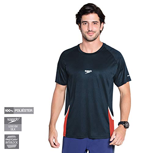 Speedo Line Camiseta de Manga Curta, Homens, Azul, G