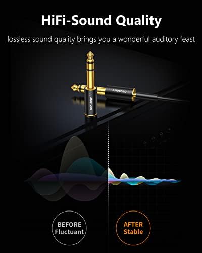 ANDTOBO 1/4''(6.35mm) męski na 1/8'' (3.5mm) żeński Stereo Audio Jack Czysta miedź Adapter do słuchawek, wzmacniacza, 2 pack-czarny