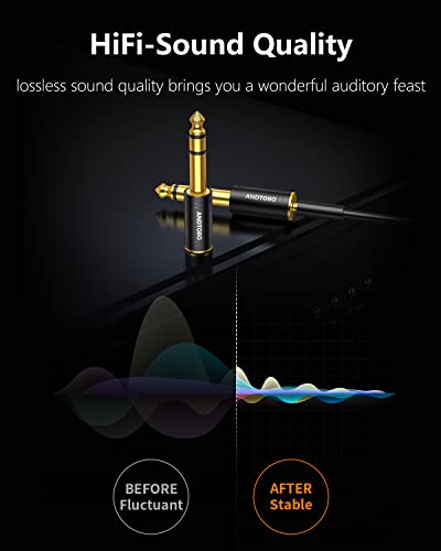 ANDTOBO 1/4''(6.35mm) Male to 1/8'' (3.5mm) Female Stereo Audio Jack Pure Copper Adapter for Headphone, Amp, 1 Pack-Black - Image 3