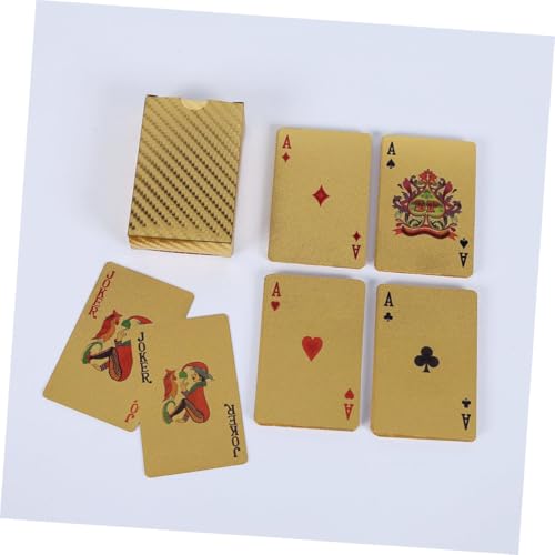 Mikinona wasserdichte Goldfolie Spielkarten Glänzende Pokerkarten Robustes Unterhaltungsspiel für Zuhause Bar Büro Farbiges Kartenspiel mit Auffälligem Design – Bild 8