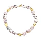 Multicolor Freshwater Cultured Pearl Strand Necklaces18K Gold Plated OT Clasp Princess Length Neckla