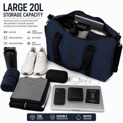 Image of Storite Travel Duffel Bag for Women & Men, Water-Resistant Nylon Weekender Bag with Adjustable Shoulder Strap, Lightweight Overnight Luggage Bag for Travel, Sports & Daily Use (Navy Blue)