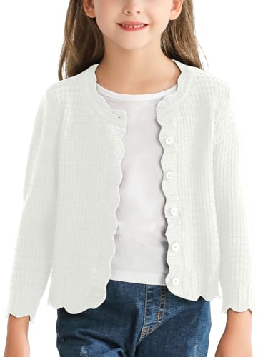 Girls Cardigan Sweaters Cropped Coat Sweater Long Sleeve Cable Knit Button Front Sweater 4-12 Years