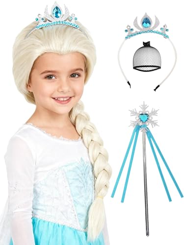Half and Half Blonde Princess Braid Wig Set Long Platinum