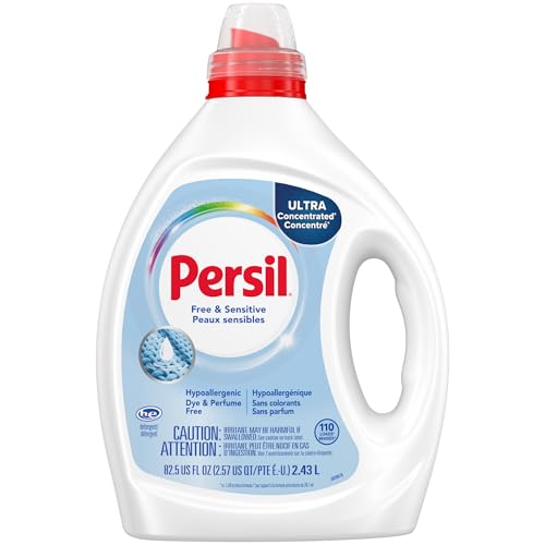 Persil Free & Sensitive Liquid Laundry Detergent, Unscented and Hypoallergenic for Sensitive Skin, 2X Concentrated, 82.5 fl oz, 110 Loads