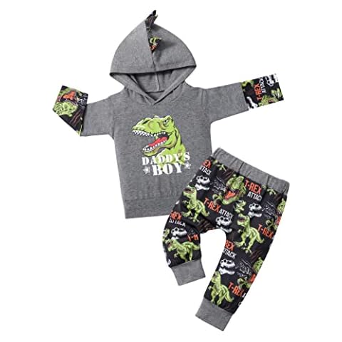 BAVADER Toddler Boy Clothes 18 24 Months Boy Clothes Daddy's Boy Dinosaur Long Sleeve Hoodie Pant Sets Toddler Clothes for Boys Cover