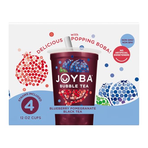 Joyba Bubble Tea Blueberry Pomegranate Black Tea, 4 Pack, 12 fl. oz. Cups