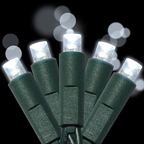 Yongzhenlite Ul Listed 50 Count 5Mm Wide Angle Led Christmas Lights Set,Outdoor Mini Led String Light For Garden Patio Tree Lighting Decoration,17 Feet Green Wire (Cold White) #TOP1