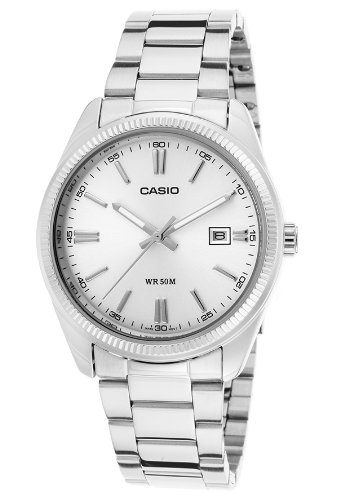 [�J�V�I]Casio �r���v MTP-1302D-7A1VDF Standard Silver-Tone Steel Bracelet White Dial �����Y [���s�A���i]