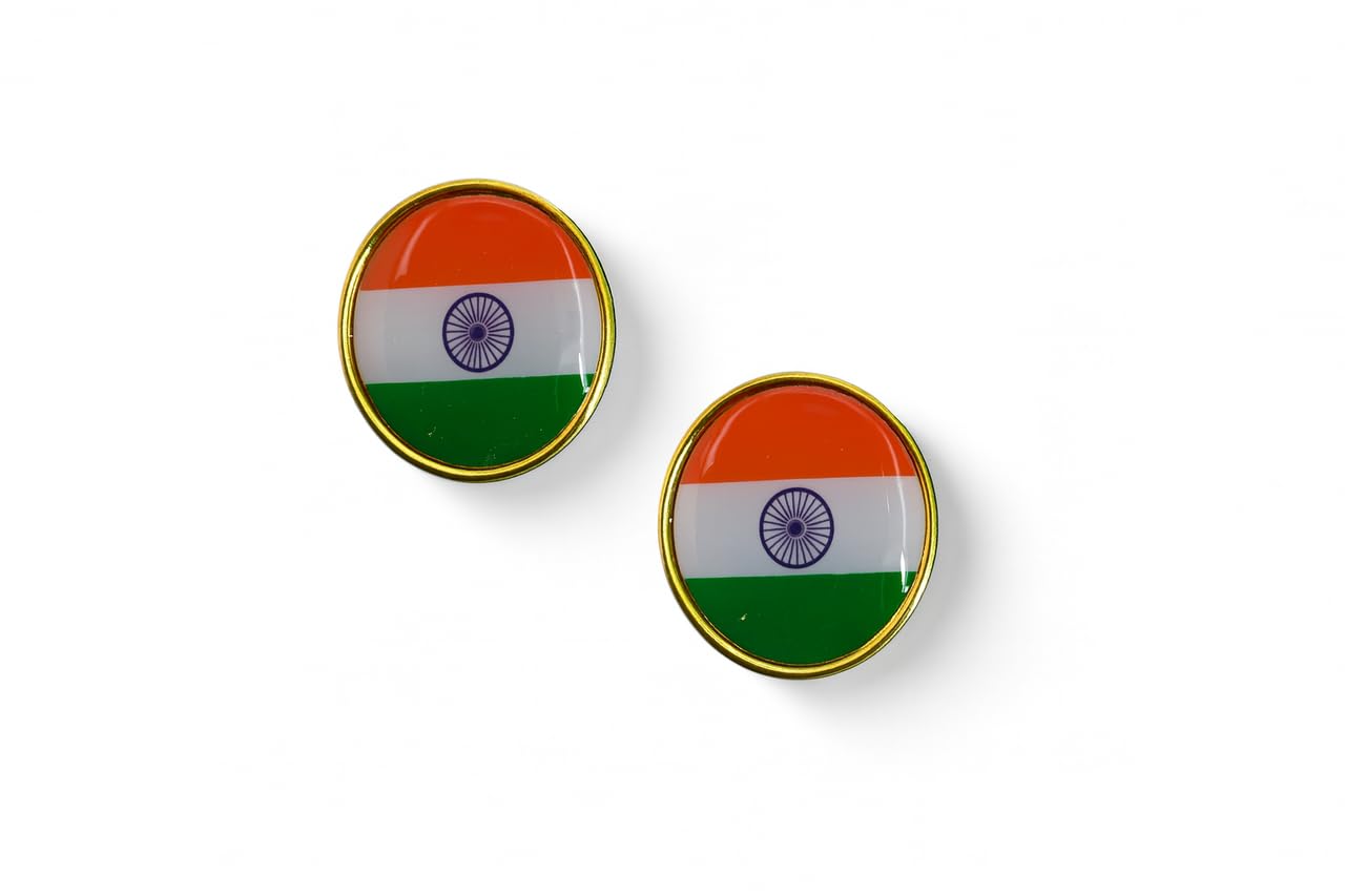 merinzo Indian National Flag Brass Glass topped Lapel Pin/Brooch/Badge-picture-10