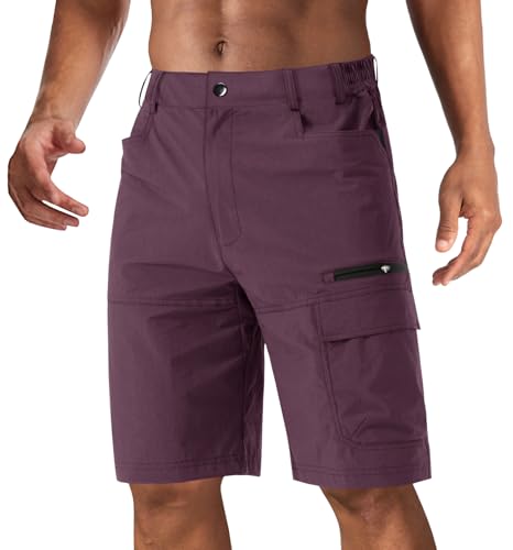 CRYSULLY Men's Hiking Cargo Shorts Outdoor Summer Lightweight Quick Dry Work Casual Shorts with 5 Zipper Pockets