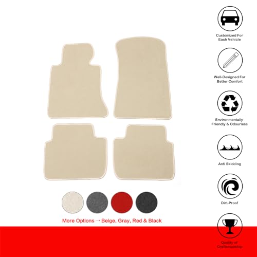 Floor Mats Compatible with BMW 3 Series E46, 1998-2006 Nylon Black Let Right Front Rear 4PCS Set Carpet by IKON MOTORSPORTS, 2005 2004 2003 2002 2001 2000 1999