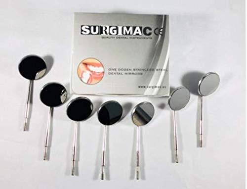 SurgiMac Dental Mirrors, Cone Socket #4, 22mm, Front Surface, 12-Piece Box