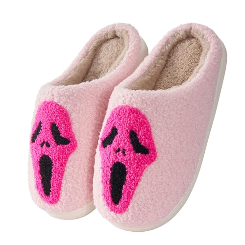 Halloween Slippers For Women Men Indoor House Bedroom Skeleton Goth Cute Home Skeleton Horror Black Fun Slip Shoes