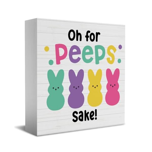 Htbig funny easter bunny decor desk decor wooden box sign easter decorations easter gift wood block plaque box sign for home farmhouse kitchen bathroom shelf table decoration oh for peeps shake sign  urban country home decor