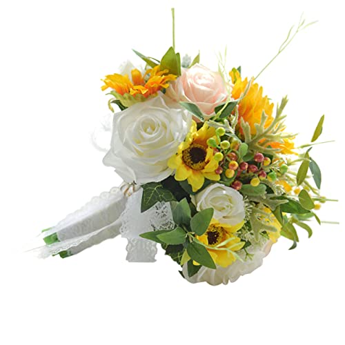 IMIKEYA 1Pc Mariage Mariée Tenant Bouquet Tournesol Artificiel Soleil Bouquet pour iée De iée Décors De iage De Soie s iée De iage