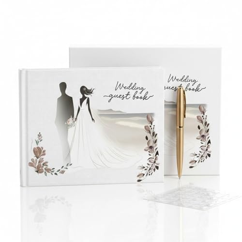 Wedding Guest Book – 8"x10" Linen Hardcover Guestbook with Bride