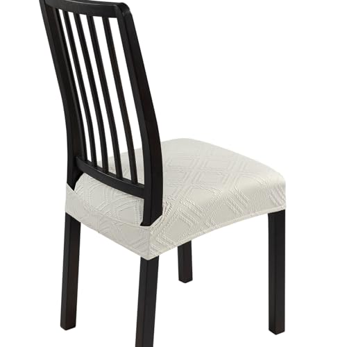 Image of SearchI Dining Chair Seat Covers Set of 6 Rear Covered, Double Square Beige