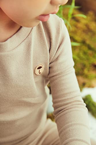 Moimoln Girls Boys Unisex Cotton Modal Solid Long-Sleeve Snug Fit Pjs Pajama Sleepwear Beige 2T #TOP2