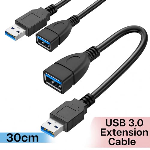 Image of Storite 30cm USB 3.0 Extension Cable Extender SuperSpeed 5 Gbps USB 3.0 Type A Male to USB A Female Extension Cord for Printer, Mouse, Pen Drive 30cm