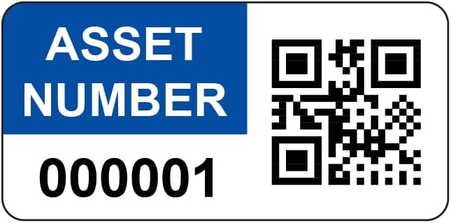 2000 Personalised QR Code Asset Tag Labels Custom Sticker - with Optional Website Linked QR Code - Blue 38mm x 20mm Permanent Vinyl Labels - Simple to Customize