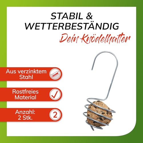 bellissa Vogelfutterspender Meisenknödelhalter Stahl verzinkt 2er Set - Hochwertiger Futterspender spiralförmig zum Aufhängen - Futterstation Vogelfutter für Meisen & andere Vögel