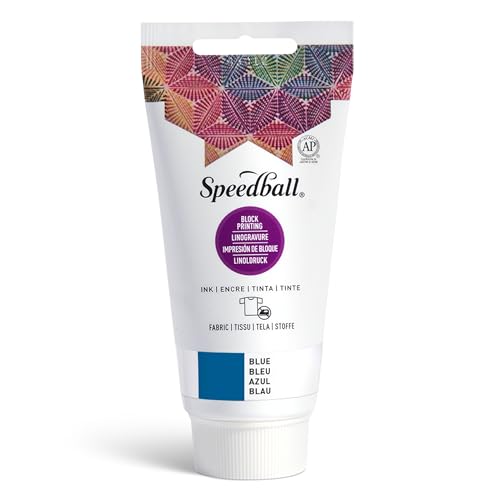 Speedball Fabric Block Printing Ink 2.5-Ounce Blue - Print on Textiles & Paper - Made in USA