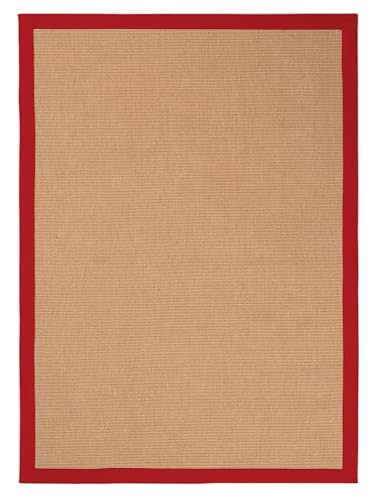 carpetfine Sisalteppich Rot 140x200 cm | Moderner Teppich für Wohn- und Schlafzimmer