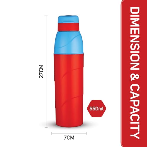 Image of Trueware Wave 500 ML Plastic Insulated Water bottlle for Cold Water, BPA Free, Food Grade, Leak Proof, Airtight