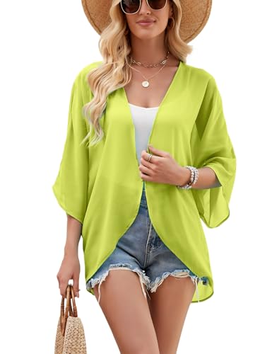 Image of Chunoy Women Floral Beach Wear Cover Up Chiffon Kimono Cardigan Open Front Blouse Top